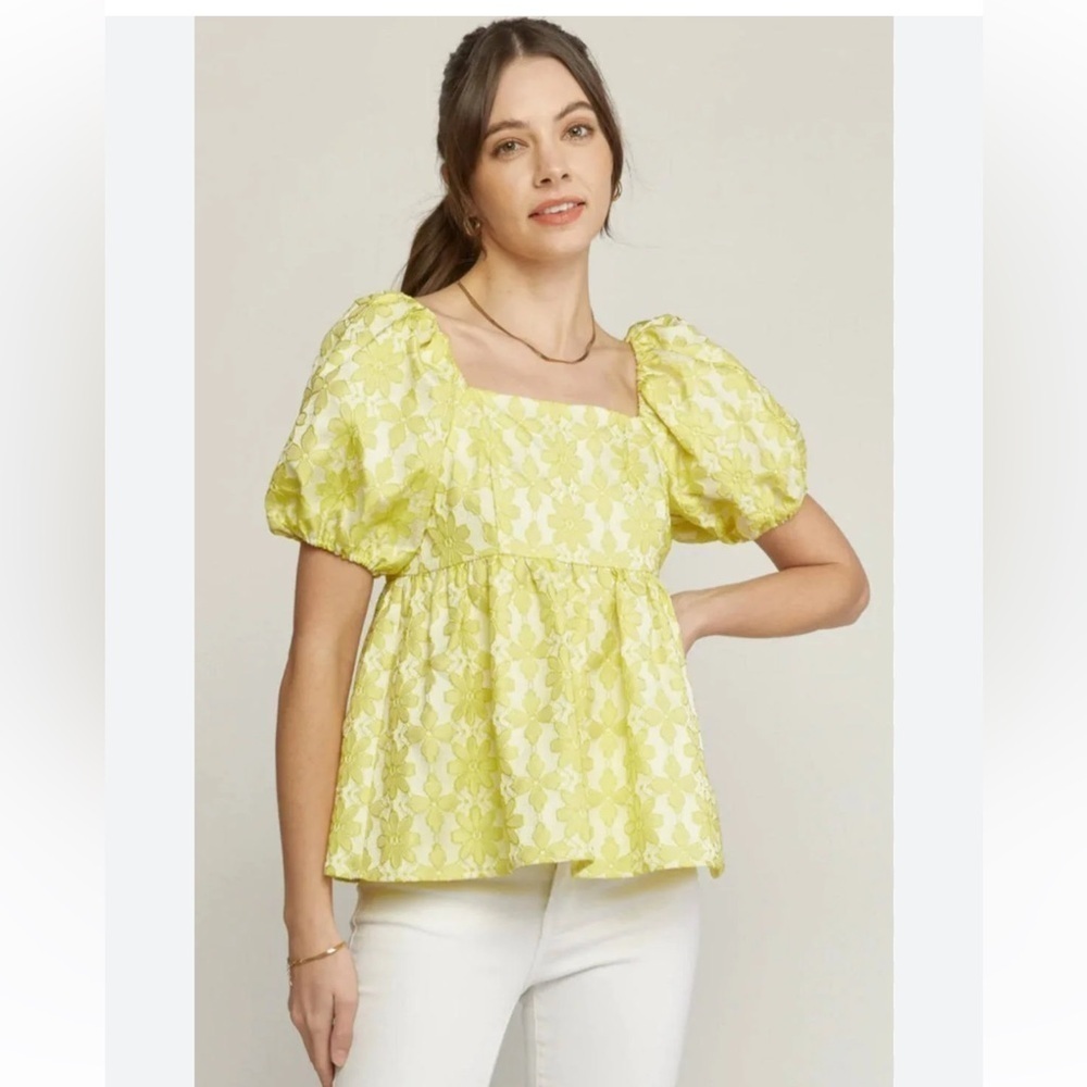 Entro Yellow Wallflower Puff Sleeve Blouse - Picture 1 of 8